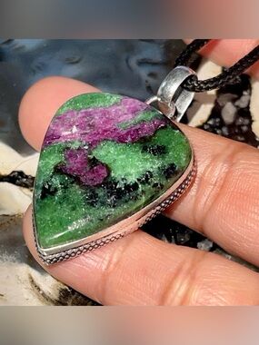 Ruby Zoisite Crystal Pendant 2”